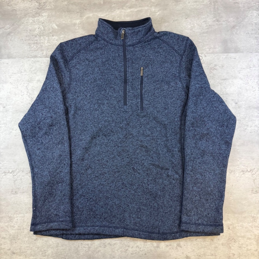 Woolrich‎ Mens Blue Marled Knit Quarter Zip Pullover Sweater Mock Neck Large